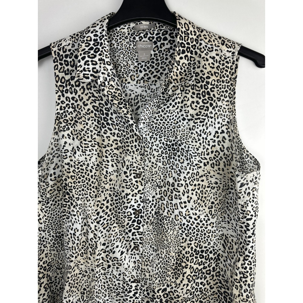 Chico's Bundle of 2 100% Linen No Iron Sleeveless Tunic Tops Plus Size 3 16/18 - Picture 8 of 16